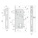 Cerradura de embutir de 70 entre ejes y 40 hasta bocallave canto recto dorado brillo