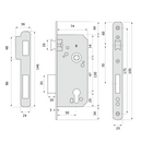Cerradura de embutir de 47 entre ejes y 50 hasta bocallave canto redondo níquel satinado