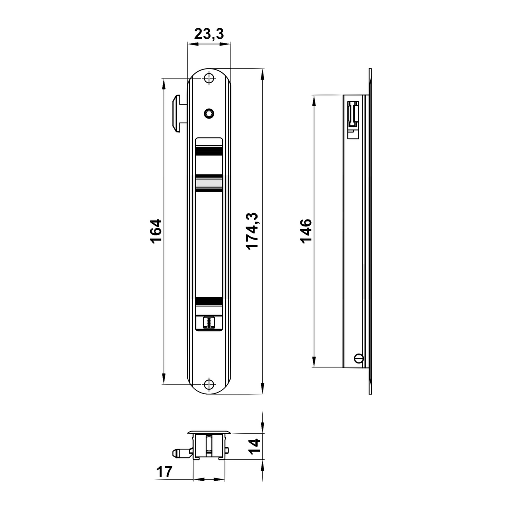 White finished round edge aluminum mortise closure for windows