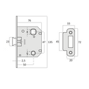 Picaporte unificado reversible entrada 47mm acabado cuero canto redondo