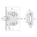 Unified reversible latch entry 47mm black finish round edge 