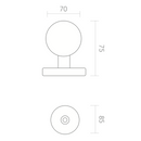 Pomo con forma de seta de zamak en acabado negro para puertas de entrada