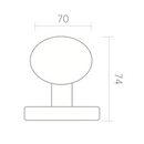 Mushroom-shaped entrance door knob in glossy polished finish 