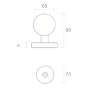 Round brass knob in shiny gold finish for entrance doors 