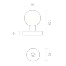 Round zamak knob in black finish for entrance doors 