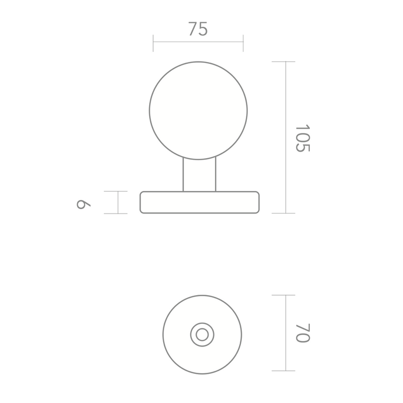 Round zamak knob in black finish for entrance doors 