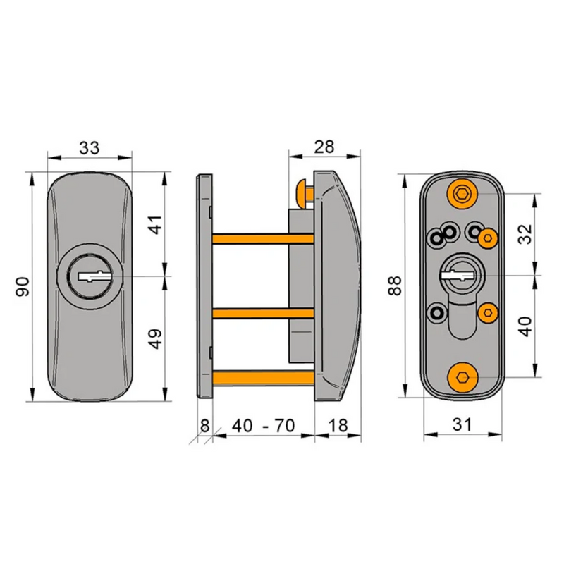 Escudo de alta seguridad Scutum cromado marca Lince especial para puertas metálicas
