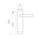 Manilla modelo '881' rústica acabado cuero de aluminio con placa curva para puertas