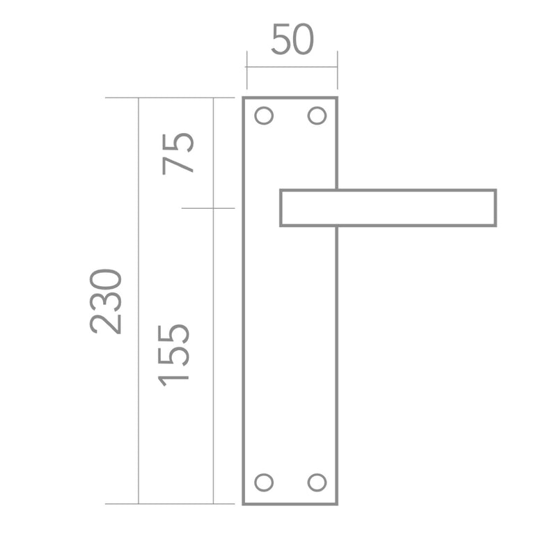 Manilla modelo '710' de zamak con placa rectangular acabado níquel satinado para puertas