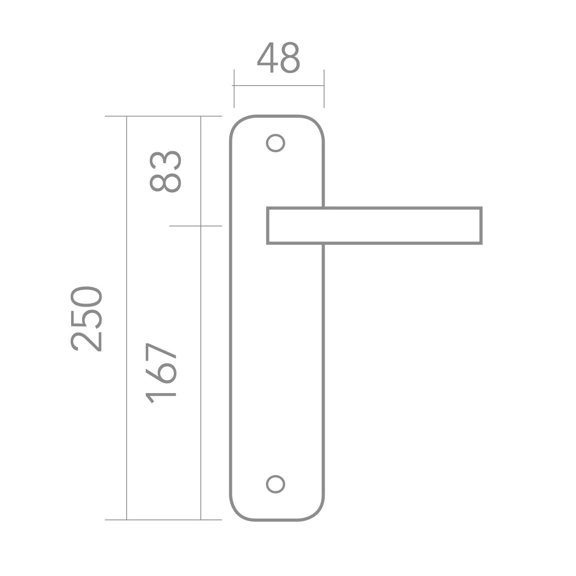 Manilla modelo '640' con placa oval para puertas de zamak en acabado níquel satinado con mango moderno