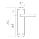 Manilla modelo '881' con placa ovalada de aluminio en acabado dorado satinado para puertas