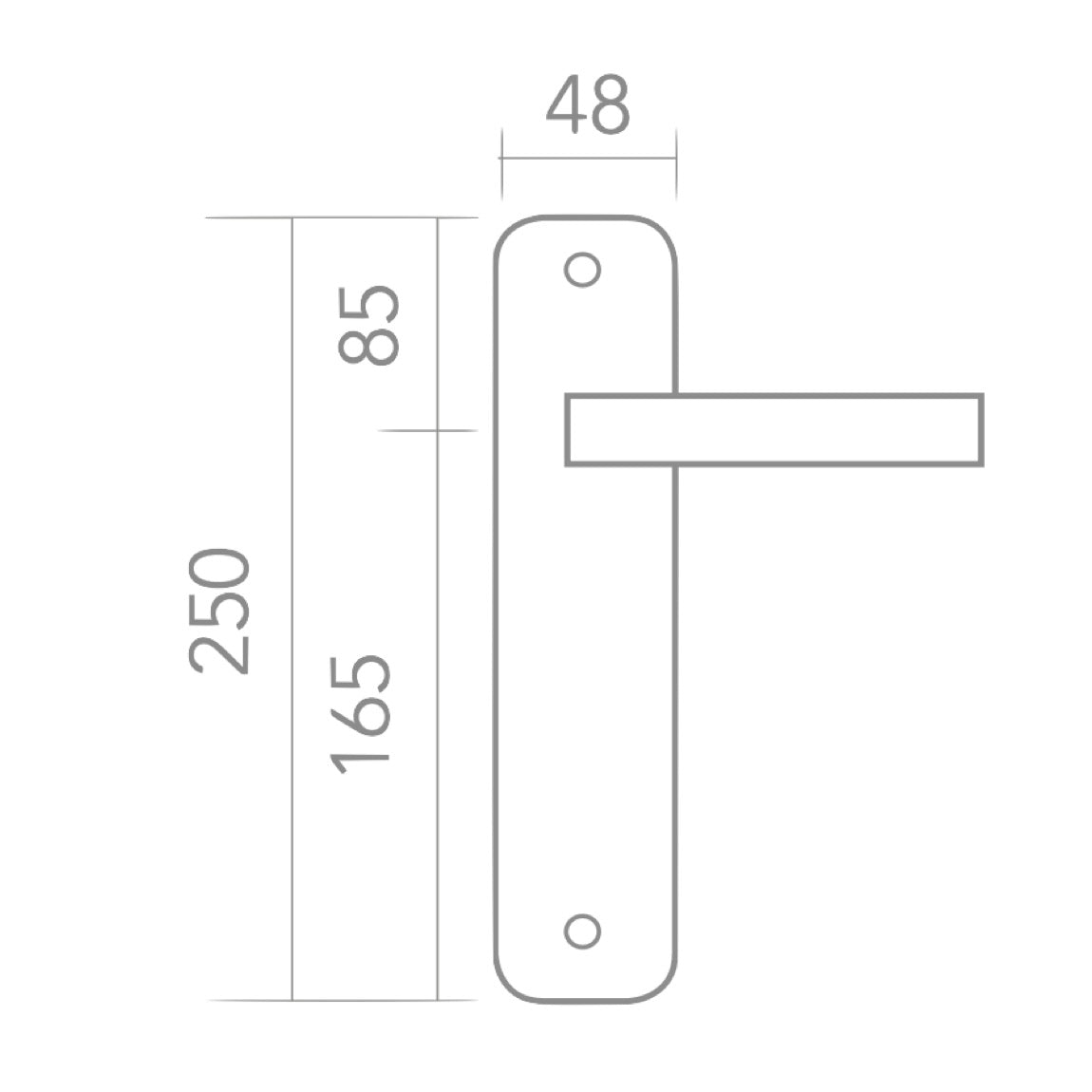 Manilla de zamak con placa rectangular en acabado bicolor para puertas modelo '320'
