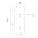 Manilla modelo '8003' con bocallave 85 y placa rectangular inoxidable para puertas