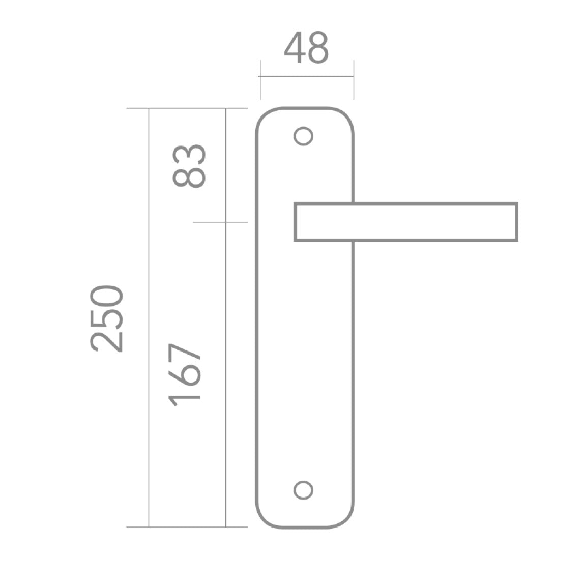 Manilla modelo '640' con placa oval para puertas de zamak en acabado grafito con asa moderna