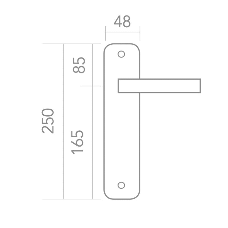 Clásica manilla modelo '530' de aluminio con placa oval en acabado níquel satinado para puertas