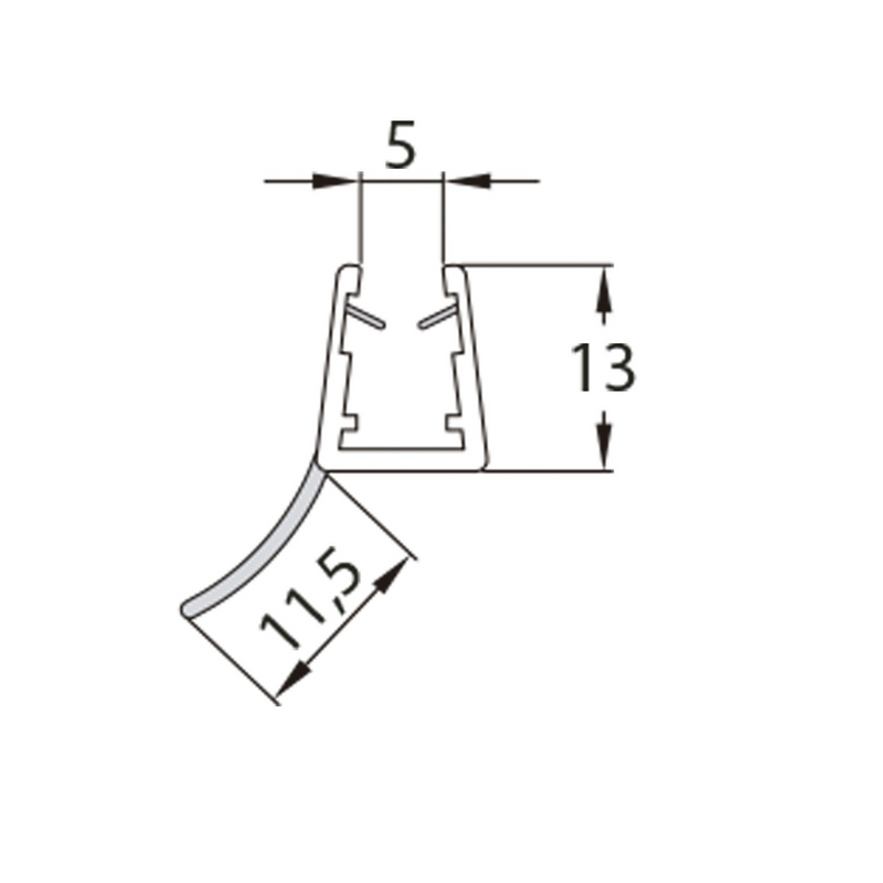 Perfil vierteaguas con lengüeta de 2m para mampara de 6 a 8mm