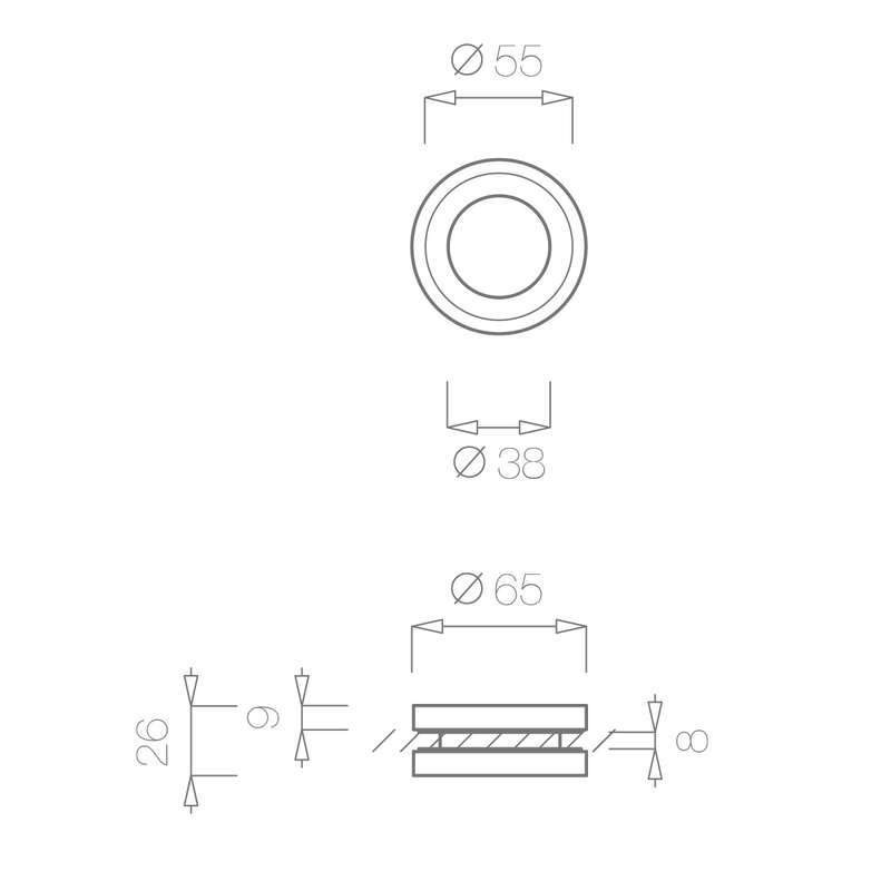 Juego de uñeros de enroscar de acero inoxidable de 65mm de diámetro abierto para puertas de cristal