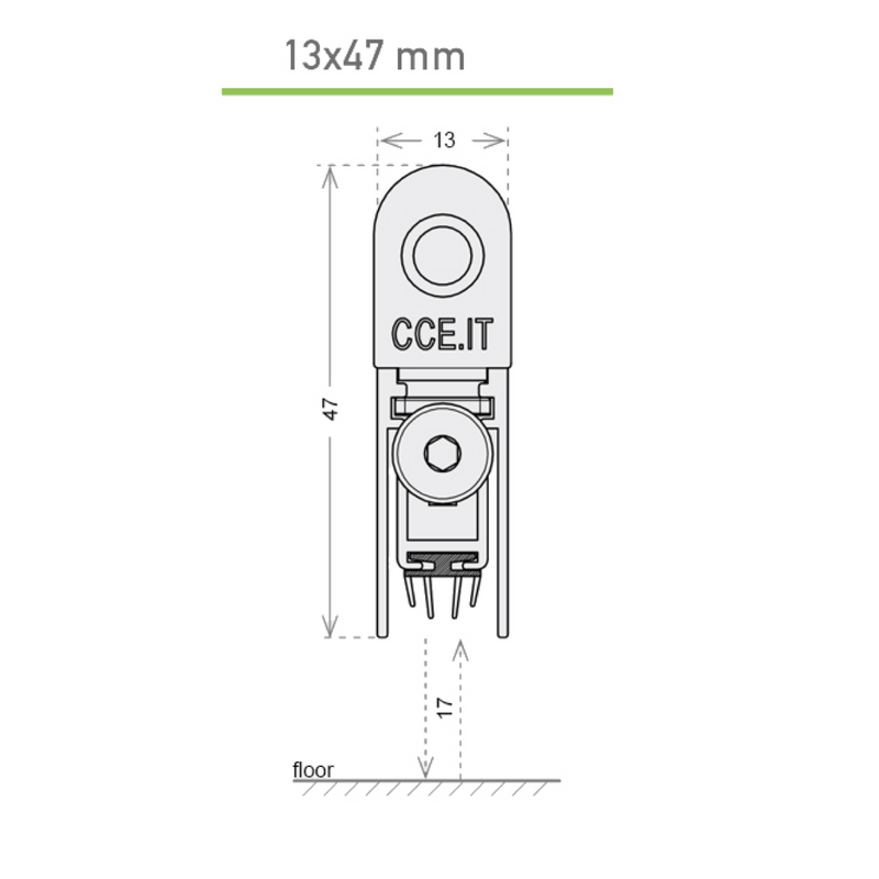 Squadrette 13x28mm weatherstrip for 930mm recessed installation with fixing using brackets