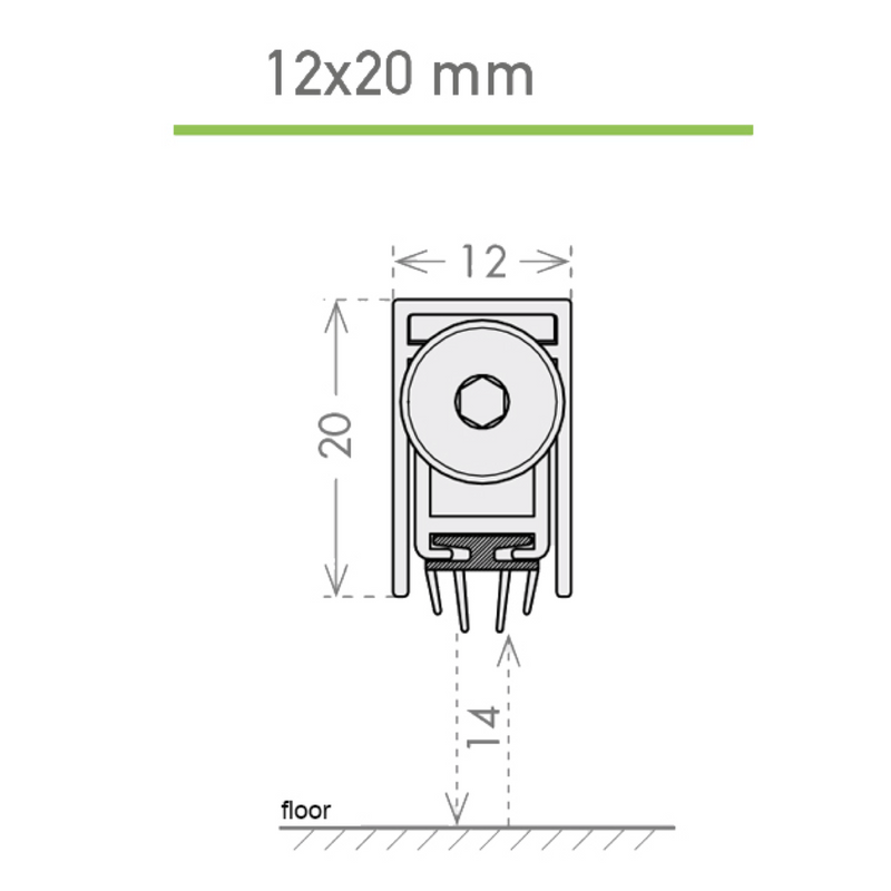 Burlete automático sencillo Trend de 1030mm de largo y 12x20mm de perfil para puertas