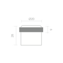 Tope de puerta cilíndrico niquelado con amortiguador de goma y 20mm de diámetro