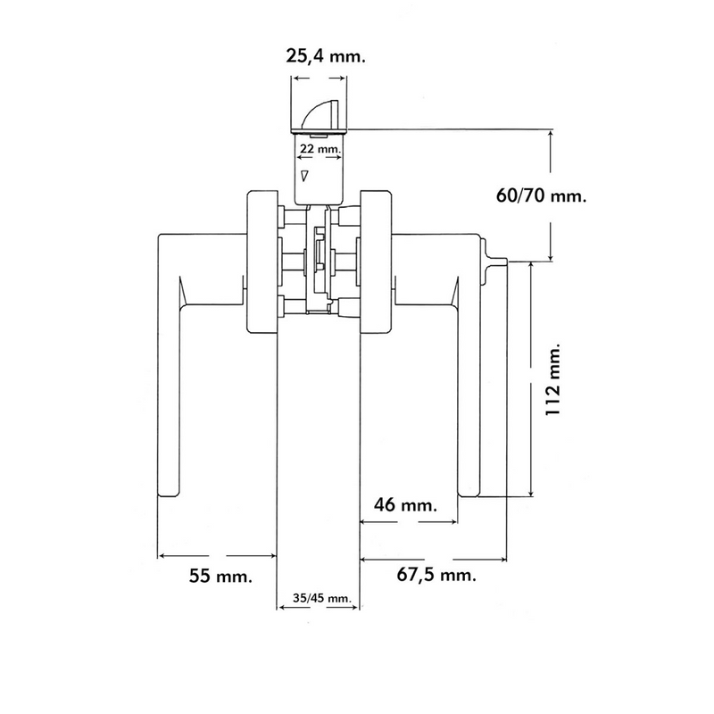 Manilla modelo Luke en acabado níquel satinado con cerradura integrada y roseta cuadrada puertas de entrada