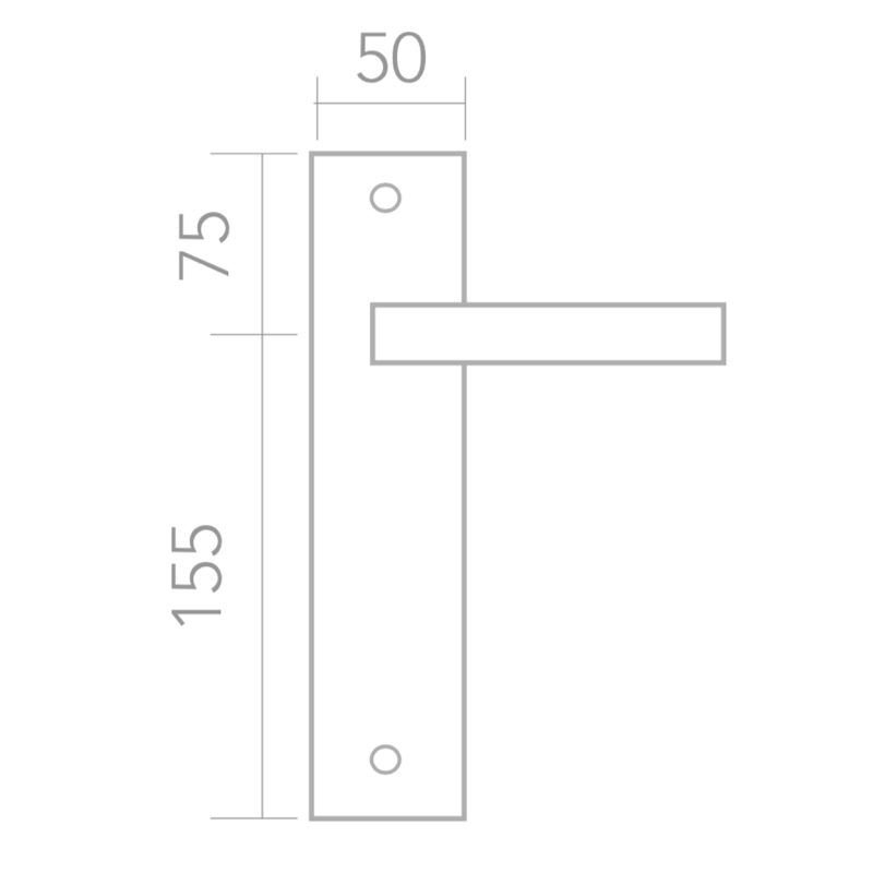 Manilla modelo 559 con placa rectangular de zamak acabado negro para puertas