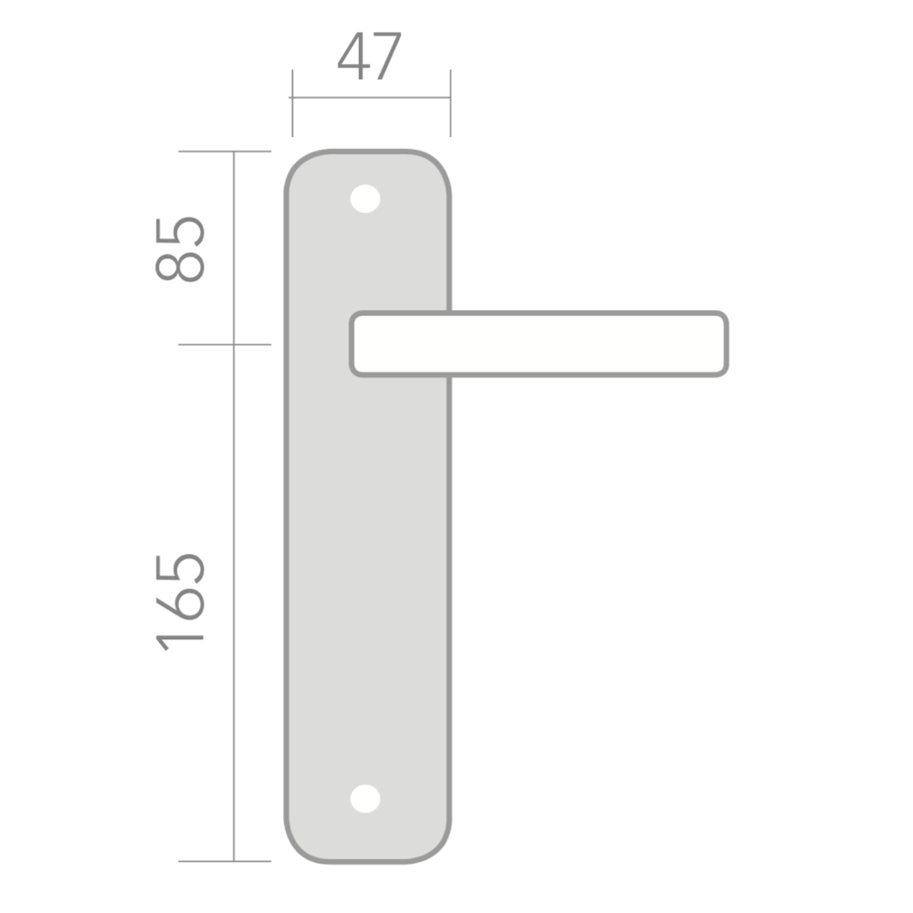 Medidas manilla con placa ovalada para puertas acabado bicolor modelo 1019