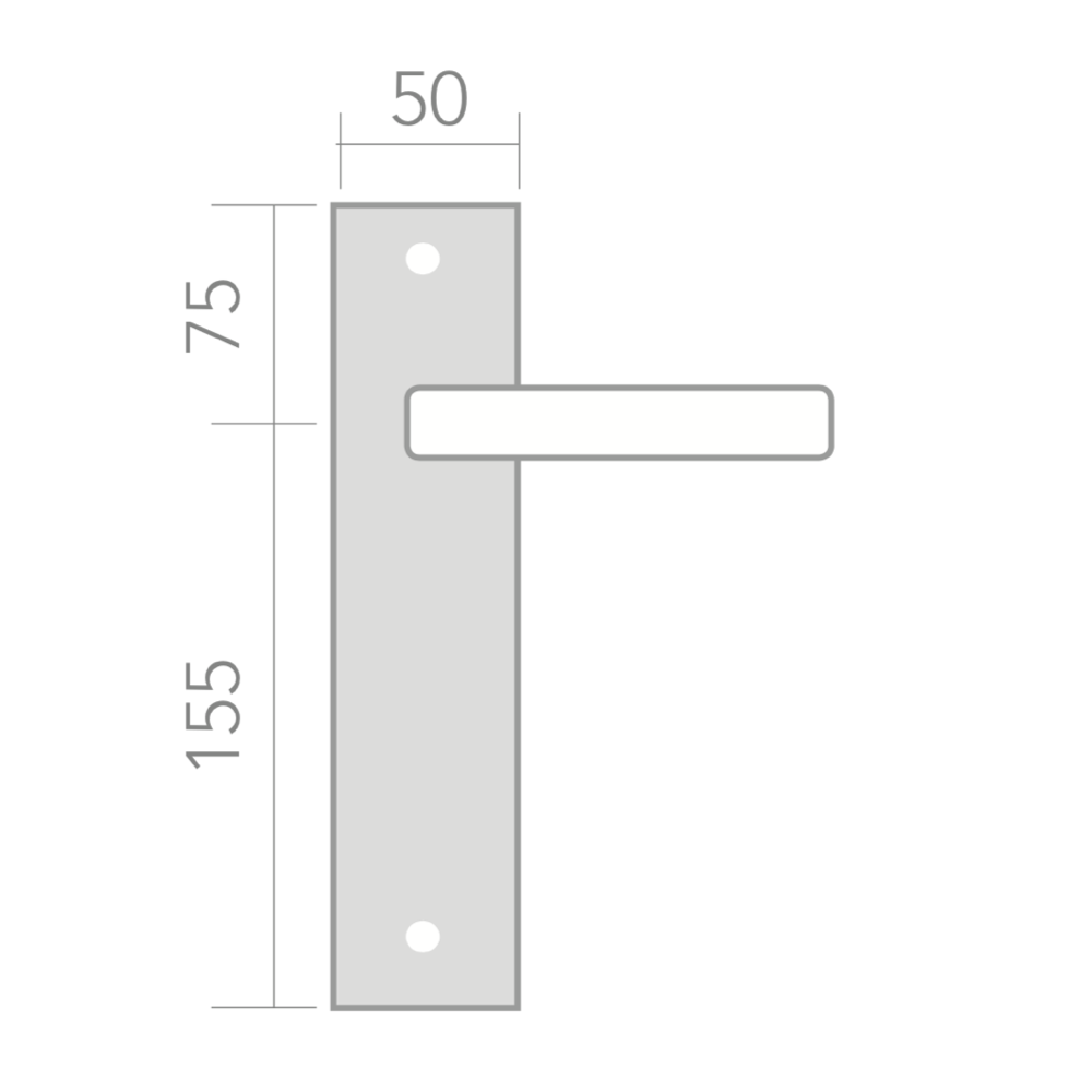 Medidas manilla con placa rectangular para puertas modelo 730