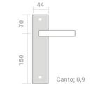 Manilla modelo '603' de acero inoxidable con placa rectangular para puertas