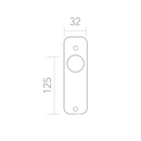 Medidas de Pomo con placa de zamak en acabado negro modelo 1102