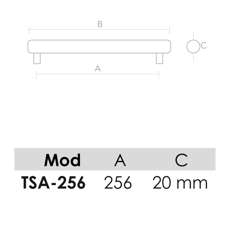 Tirador de aluminio modelo TSA para muebles y armarios con 256mm entre ejes