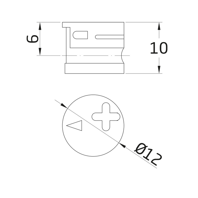 100 excéntricas de zamak de Ø12X10X5,5 mm para ensamblado de tablero