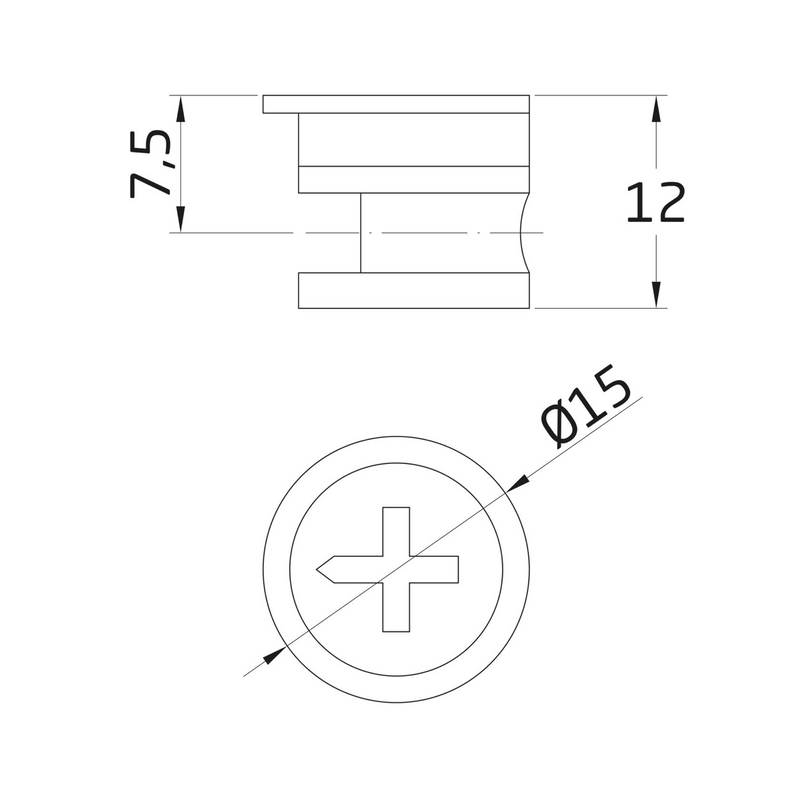 20 excéntricas de zamak de Ø15X12X7,5 mm para ensamblado de tablero