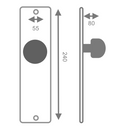 Manillón con placa ovalada y medio pomo de acero inoxidable modelo 138