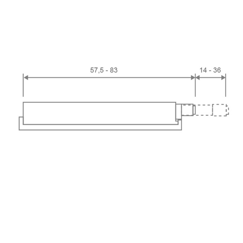 Pulsador Push gris con la punta imantada de 57,5mm ideal para apertura armarios