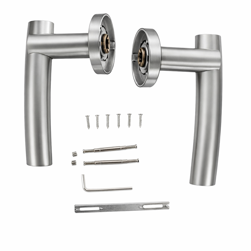 Manilla modelo '2035' curva de acero inoxidable con Roseta Redonda para puertas