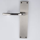 Manilla modelo '730' de zamak con placa rectangular en acabado níquel combinado para puertas