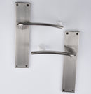 Manilla modelo '340' con placa rectangular para puertas de zamak acabado níquel satinado