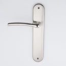 Manilla modelo '430' con placa ovalada de zamak en acabado níquel combinado para puertas