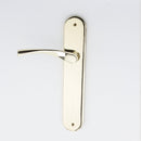 Manilla modelo '130' de zamak con placa ovalada en acabado dorado brillo para puertas