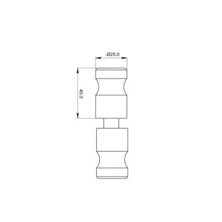 Medidas de Pomo de puerta fenólica en acero inoxidable
