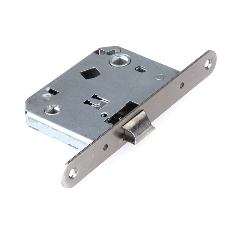 Picaporte descentrado condena a 70mm acabado níquel satinado canto redondo