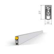 Burlete automático de embutir en aluminio y goma 12x27 mm y 820 mm para puertas de madera