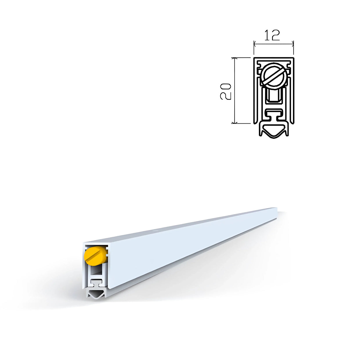 Burlete automático de embutir en aluminio y goma 12x20 mm y 920 mm para puertas de madera