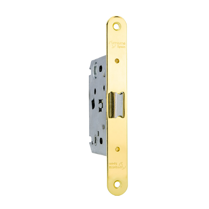 Centered latch condemned to 70mm glossy gold finish round edge 