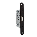 Picaporte centrado condena a 70mm acabado negro canto redondo