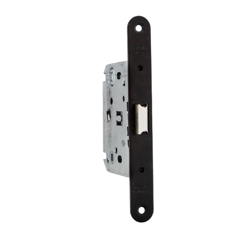 Picaporte centrado condena a 70mm acabado negro canto redondo