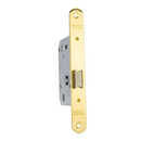 Picaporte descentrado condena a 70mm acabado dorado brillo canto redondo