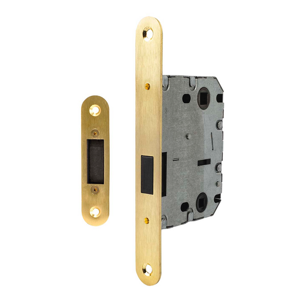 Picaporte magnético dorado satinado con opción de condena distancia 70mm