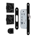 Kit para puerta corredera con condena y uñero cuadrado en acabado negro